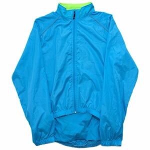 Canari Cycling Wind Jacket Mens Large Blue Packable Lined Reflective Lightweight